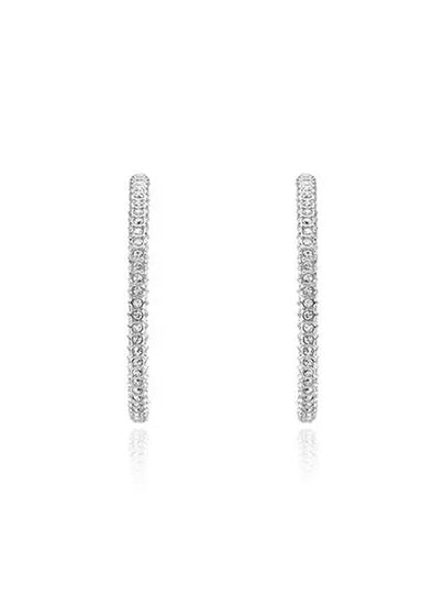 Dextera Hoop Pave Large Earrings Silver - SWAROVSKI - BALAAN 2