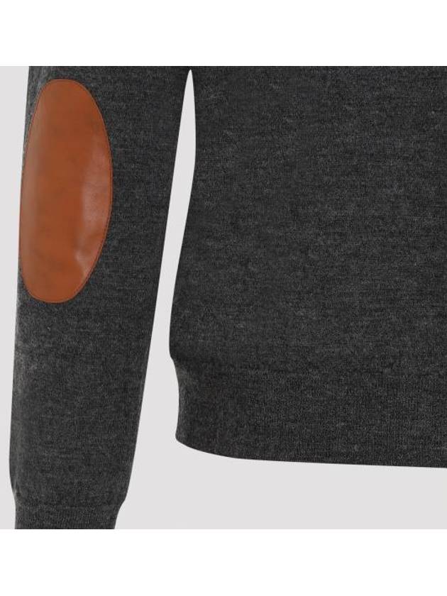 Elbow Patch Crew Neck Knit Top Charcoal - MAISON MARGIELA - BALAAN 7