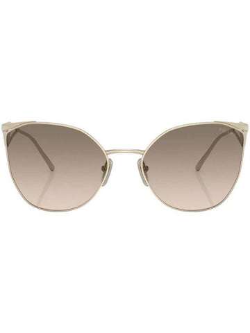 Eyewear Triangle Logo Symbol Cat Eye Sunglasses Gold Brown - PRADA - BALAAN 1