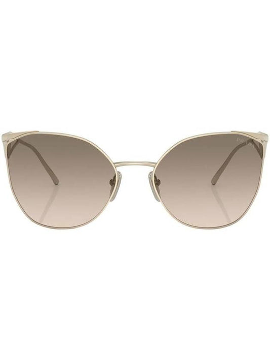 Eyewear Triangle Logo Symbol Cat Eye Sunglasses Gold Brown - PRADA - BALAAN 1