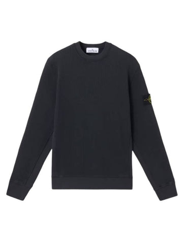 6100008 Organic Cotton Waffle Fleece Crew Neck Sweatshirt Navy - STONE ISLAND - BALAAN 1