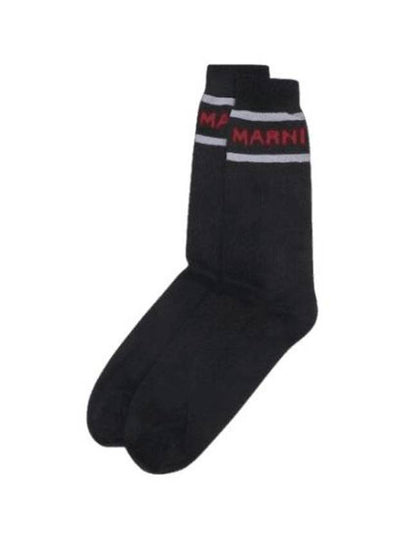 Logo Jacquard Stripe Socks Black - MARNI - BALAAN 2