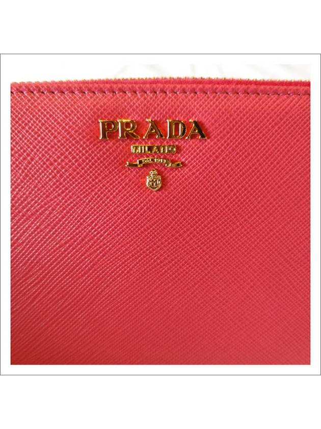 Saffiano Leather Zipper Long Wallet Peony Pink - PRADA - BALAAN.