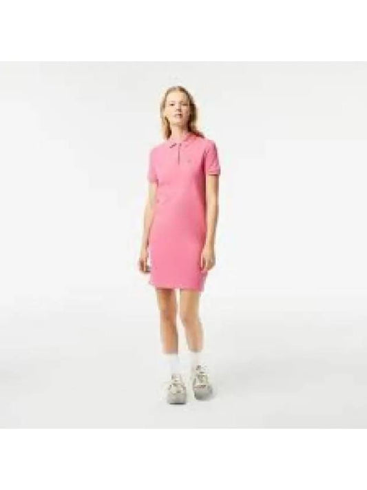 Women s Mini Pique Stitched Polo Dress Deep Pink - LACOSTE - BALAAN 1