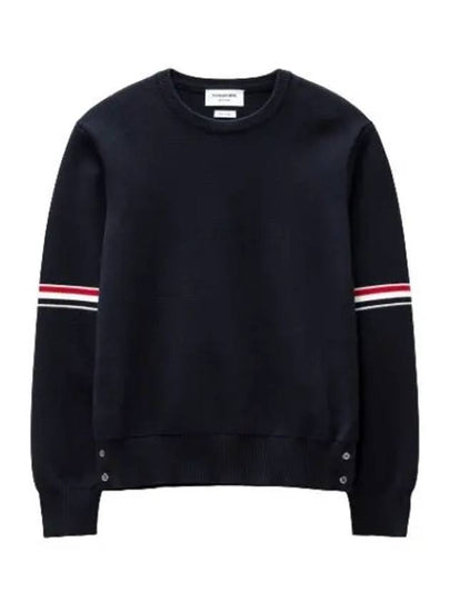 Men's Milan Stitch Armband Crew Neck Knit Top Navy - THOM BROWNE - BALAAN 2