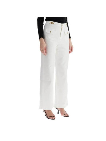 Gourmettes Cotton Straight Pants White - CELINE - BALAAN 1