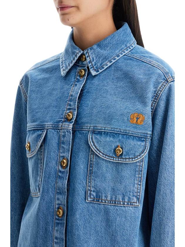 blue denim shirt in cotton with high collar - BLAZE MILANO - BALAAN 4