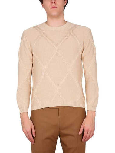 Ballantyne Cotton Cable Stitch Crew Neck Sweater - BALLANTYNE - BALAAN 1