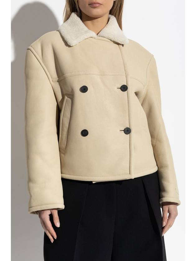 Jacquemus Double-breasted Shearling Coat, Women's, Cream - JACQUEMUS - BALAAN 3