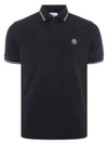 Stretch Cotton Pique Short Sleeve Polo Shirt Navy - STONE ISLAND - BALAAN 2