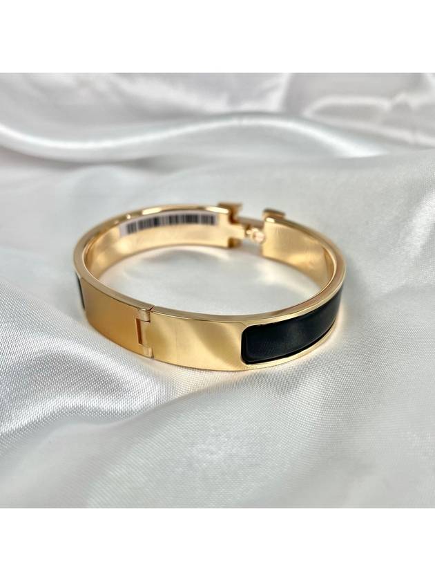 Clic H Bracelet Rose Gold Noir - HERMES - BALAAN 5