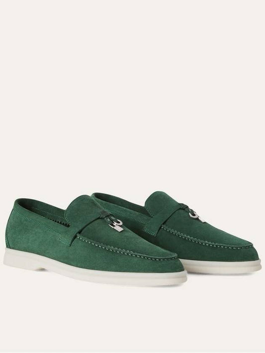 Summer Charm Work Suede Loafer Green Glass - LORO PIANA - BALAAN 2