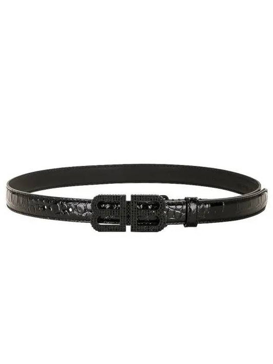 BB Hourglass Leather Belt Black - BALENCIAGA - BALAAN 2