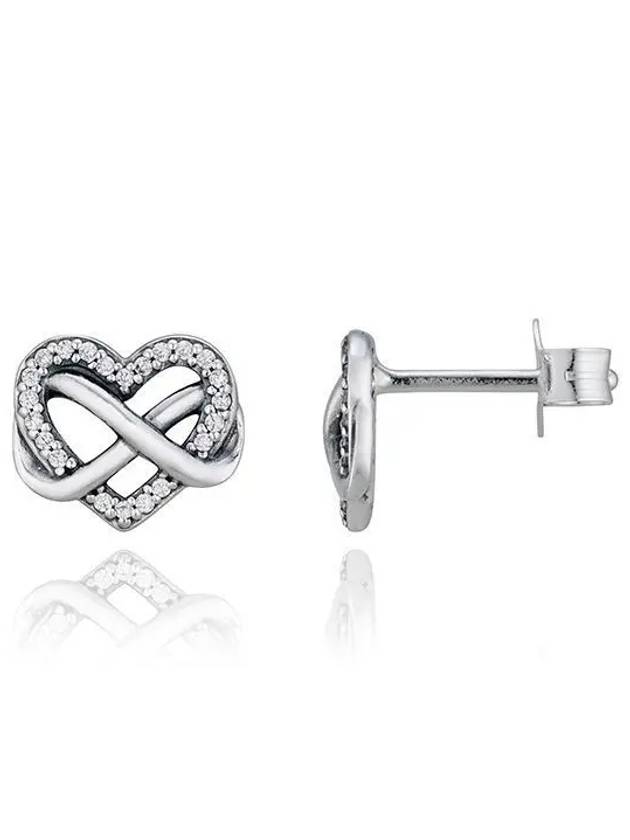 Women's Sparkling Infinity Heart Stud Earrings Silver - PANDORA - BALAAN 2