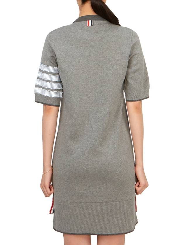 4 Bar Stripe Knit Midi Dress Grey - THOM BROWNE - BALAAN 4