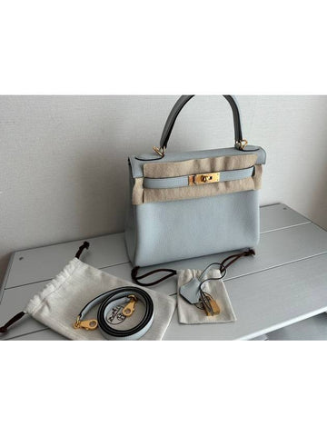 Blue Pale Clemence Kelly 28 Gold Plated U H024979CC08 - HERMES - BALAAN 1