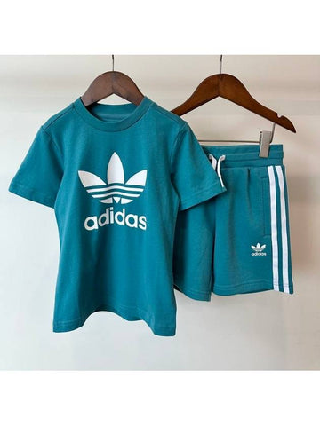 Kids T shirt Shorts Set Setup IJ5500 Light Sea Green - ADIDAS - BALAAN 1