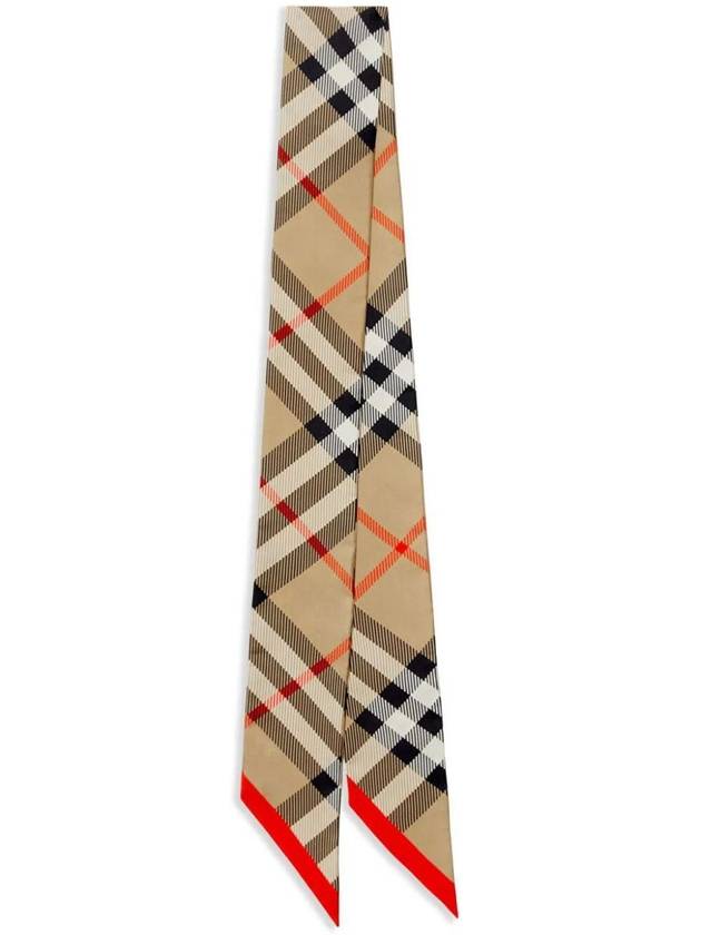 Check Red Hem Silk Scarf Beige - BURBERRY - BALAAN 2