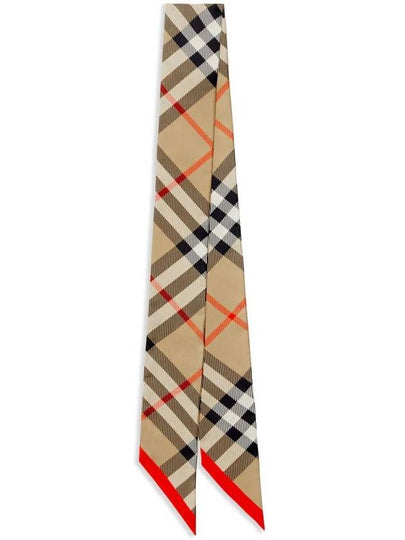 Check Red Hem Silk Scarf Beige - BURBERRY - BALAAN 2