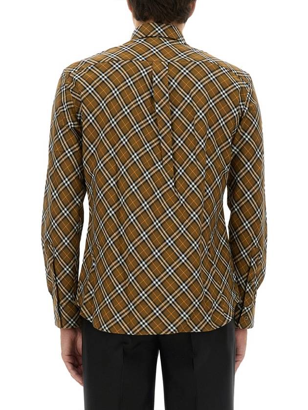 B Shield Embroidered Check Cotton Long Sleeve Shirt Oxide - BURBERRY - BALAAN 4