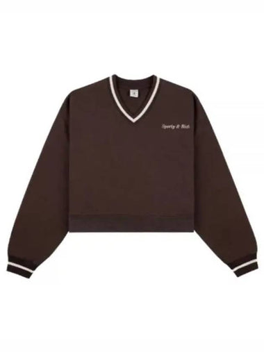 Classic Logo Embroidered V Neck Sweater Chocolate VNAW234CH 10 - SPORTY & RICH - BALAAN 1