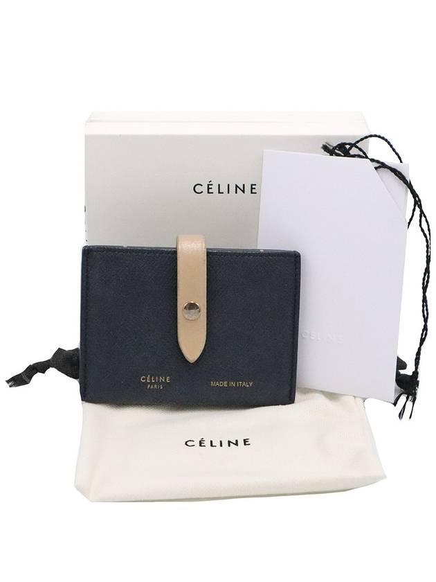 Celine 10A573A15 07DN Dark Navy Color Grain Calfskin Accordion Strap Card Wallet - CELINE - BALAAN 2