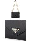 Saffiano Leather Envelope Chain Shoulder Bag Black - PRADA - BALAAN 5