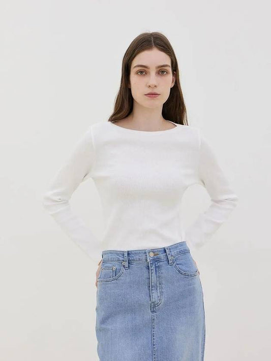 Waffle Crop Long Sleeve T-Shirt White - LESEIZIEME - BALAAN 1