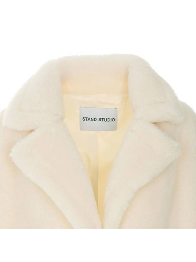 Women's Maria Teddy Long Fur Coat White - STAND STUDIO - BALAAN 5