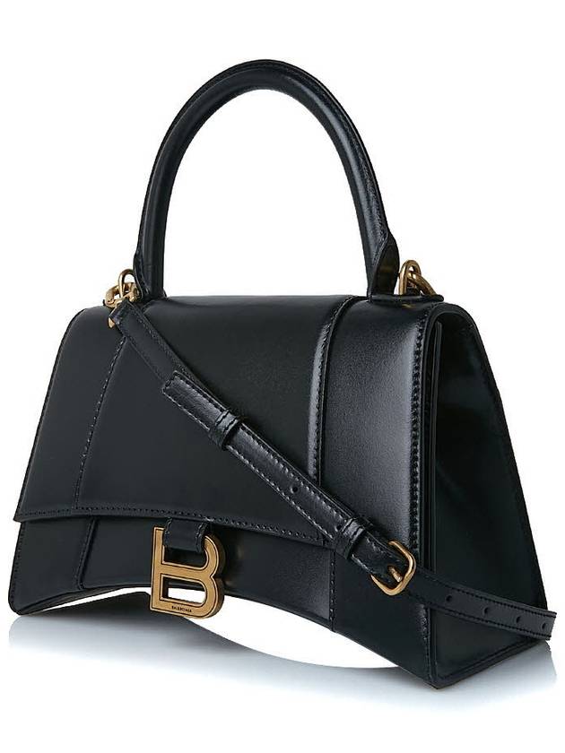 Hourglass Small Tote Bag in Shiny Box Calfskin Black - BALENCIAGA - BALAAN 3