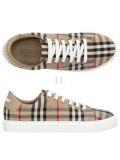 Vintage Check and Leather Sneakers Archive Beige - BURBERRY - BALAAN 2