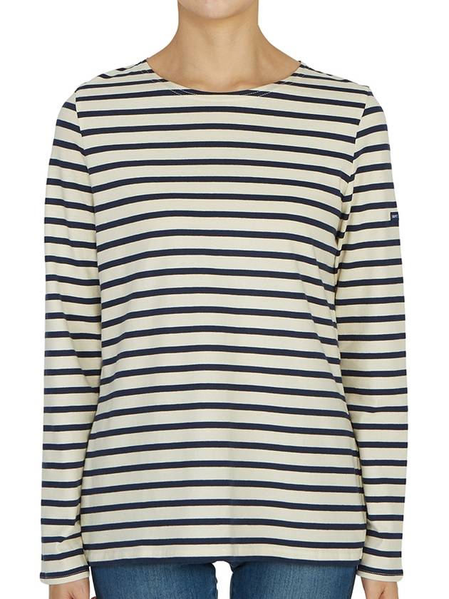 Minquiers Striped Long Sleeve T-Shirt Ivory Navy - SAINT JAMES - BALAAN 2