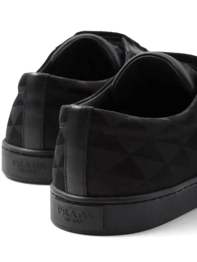 Triangle Logo Leather Re-Nylon Low Top Sneakers Black - PRADA - BALAAN 5