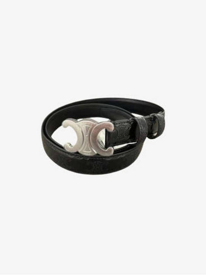 Triomphe Buckle Leather Belt Black - CELINE - BALAAN 2