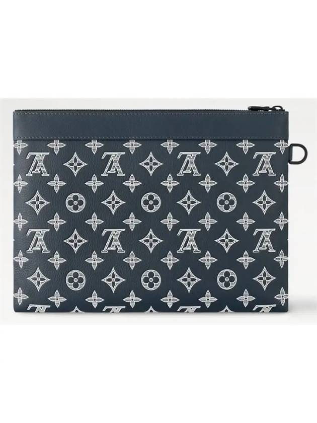 Men's Pochette To Go Monogram Shadow Leather Pouch Bag Ink Blue - LOUIS VUITTON - BALAAN 6