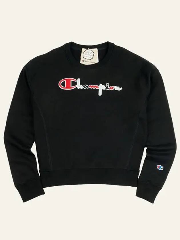 Reverse Weave 3 Color Script Logo Sweatshirt Black - CHAMPION - BALAAN 5