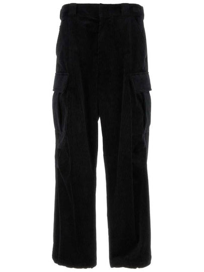 Cargo Pocket Corduroy Straight Pants Black - PRADA - BALAAN 2