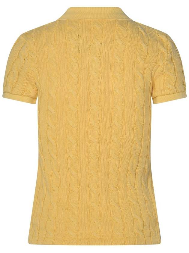 Embroidered Logo Slim Fit Knit Polo Shirt Yellow - POLO RALPH LAUREN - BALAAN 4