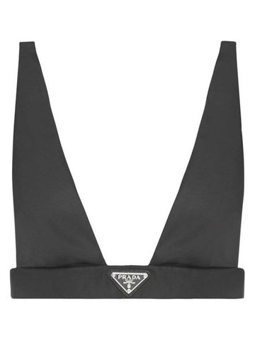 Women's Triangle Logo Re-Nylon Bra Top Sleeveless Black - PRADA - BALAAN 1