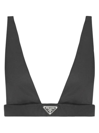 Women's Triangle Logo Re-Nylon Bra Top Sleeveless Black - PRADA - BALAAN 1