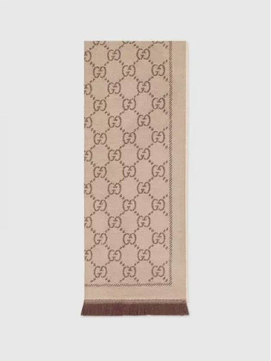 GG Jacquard Pattern Knit Muffler Light Brown - GUCCI - BALAAN 2