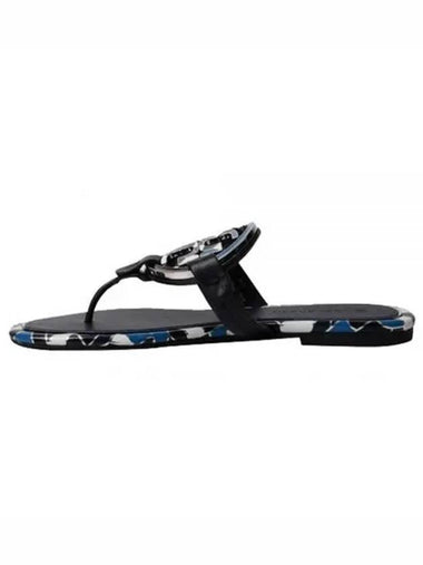 Enameled Miller Flip Flops Blue Black - TORY BURCH - BALAAN 1