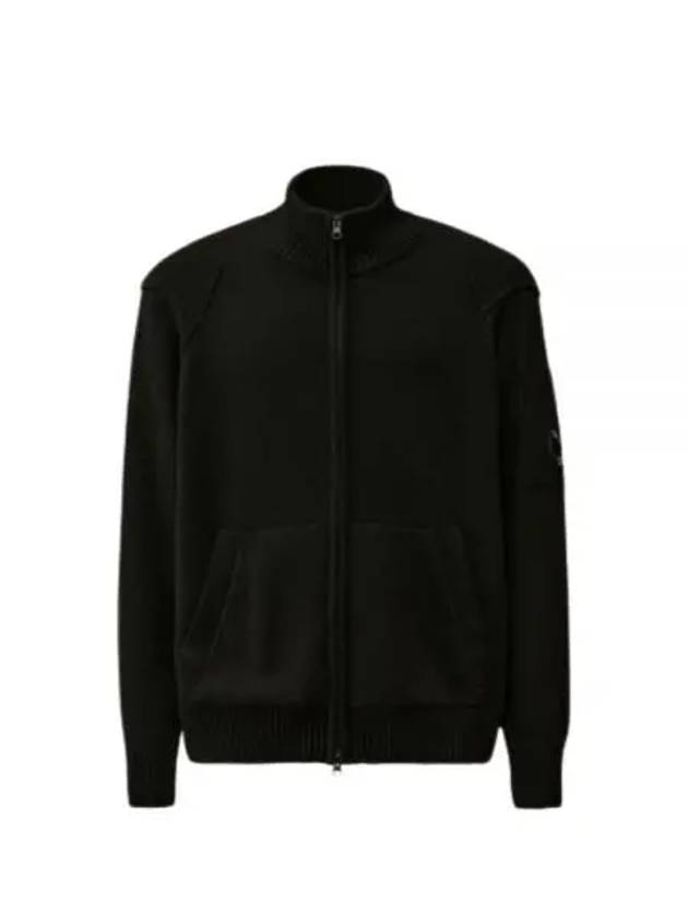 Lambswool GRS Zipped Cardigan Black - CP COMPANY - BALAAN 2