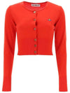 Bea ORB Embroidered Logo Crop Cardigan Red - VIVIENNE WESTWOOD - BALAAN 3