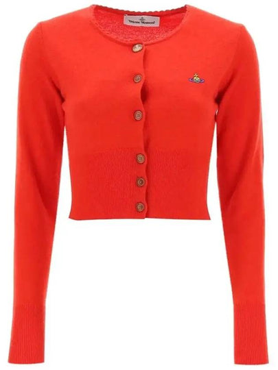 Bea ORB Embroidered Logo Crop Cardigan Red - VIVIENNE WESTWOOD - BALAAN 2