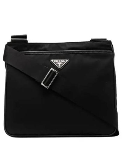 Triangle Logo Re-nylon Saffiano Leather Cross Bag Black - PRADA - BALAAN 2