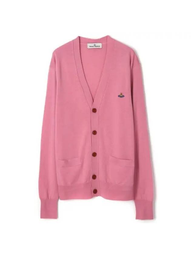 Embroidery Logo Fine Wool Cardigan Pink - VIVIENNE WESTWOOD - BALAAN 1