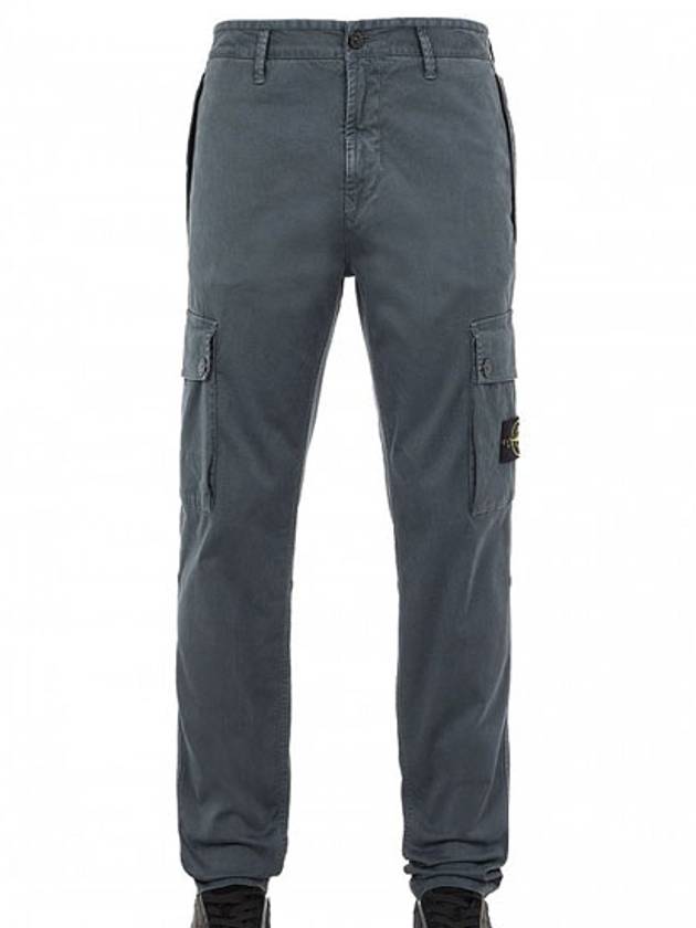 Garment Dyed Old Effect Stretch Broken Twill Cotton Cargo Pants Grey - STONE ISLAND - BALAAN 2