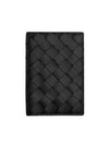 Intrecciato Leather Passport Wallet Black - BOTTEGA VENETA - BALAAN 1