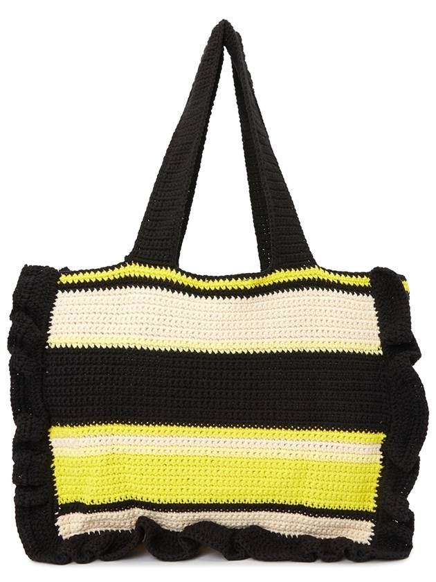 Crochet-Frill Embroided Logo Cotton Tote Bag - GANNI - BALAAN 5